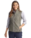 Carolina Panthers Mono Cutter & Buck Rainier PrimaLoft® Womens Eco Insulated Full Zip Puffer Vest Poplar Melange Front Thumbnail Image