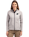 Carolina Panthers Mono Cutter & Buck Adapt Eco Knit Hybrid Recycled Womens Full Zip Jacket Polished Medium Gray Front Thumbnail Image