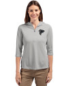 Atlanta Falcons Mono Cutter & Buck Virtue Eco Pique Recycled Half Zip Pullover Womens Hoodie Polished Medium Gray Front Thumbnail Image
