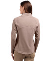 Carolina Panthers Monochromatic Cutter & Buck Adapt Recycled Soft Knit Stretch Womens Heathered Full Zip Jacket Mushroom Heather Back Thumbnail Image