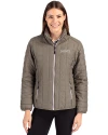 New Orleans Saints Mono Cutter & Buck Rainier PrimaLoft®  Womens Eco Insulated Full Zip Puffer Jacket Poplar Melange Front Thumbnail Image
