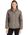 Jacksonville Jaguars Mono Cutter & Buck Rainier PrimaLoft®  Womens Eco Insulated Full Zip Puffer Jacket Poplar Melange Front Thumbnail Image