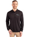 Denver Broncos Mono Cutter & Buck Virtue Eco Pique Recycled Quarter Zip Mens Pullover Black Front Thumbnail Image
