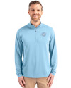 Miami Dolphins Mono Cutter & Buck Virtue Eco Pique Recycled Quarter Zip Mens Pullover Atlas Light Blue Front Thumbnail Image