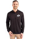 View image 4: Los Angeles Rams Monochromatic Cutter & Buck Virtue Recycled Featherlight Pique Mens Quarter Zip Pullover Black Front