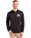 New York Giants Mono Cutter & Buck Virtue Eco Pique Recycled Quarter Zip Mens Pullover Black Front Thumbnail Image