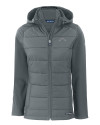 Los Angeles Chargers Mono Cutter & Buck Evoke Hybrid Softshell Recycled Full Zip Womens Hooded Jacket Elemental Grey Mannequin Thumbnail Image