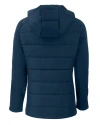 Chicago Bears Mono Cutter & Buck Evoke Hybrid Softshell Recycled Full Zip Womens Hooded Jacket Navy Blue Mannequin Back Thumbnail Image