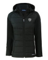 Chicago Bears Monochromatic Cutter & Buck Evoke Recycled Honeycomb Fleece Womens Hybrid Full Zip Jacket Black Mannequin Thumbnail Image