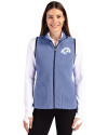Los Angeles Rams Monochromatic Cutter & Buck Cascade Epic Comfort Recycled Sherpa Fleece Womens Full Zip Vest Hyacinth/Navy Blue Front Thumbnail Image