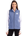 View image 7: New York Giants Monochromatic Cutter & Buck Cascade Epic Comfort Recycled Sherpa Fleece Womens Full Zip Vest Hyacinth/Navy Blue Front