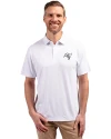 View image 22: Tampa Bay Buccaneers Monochromatic Cutter & Buck Forge Recycled Four-Way Stretch Mens Polo White Front