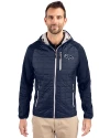 Denver Broncos Monochromatic Cutter & Buck Rainier Recycled Insulated Hybrid Puffer Mens Full Zip Jacket Dark Navy Front Thumbnail Image