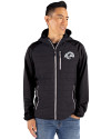 Los Angeles Rams Mono Cutter & Buck Rainier Primaloft Mens Eco Full Zip Hybrid Jacket Black Front Thumbnail Image