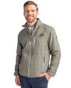 View image 7: Detroit Lions Monochromatic Cutter & Buck Rainier Recycled Insulated Puffer Mens Full Zip Jacket Poplar Melange Front