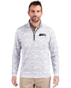 Seattle Seahawks Mono Cutter & Buck Traverse Stretch Eco Camo Print Quarter Zip Mens Pullover Charcoal Front Thumbnail Image