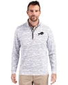Buffalo Bills Mono Cutter & Buck Traverse Stretch Eco Camo Print Quarter Zip Mens Pullover Charcoal Front Thumbnail Image