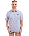 Detroit Lions Mono Cutter & Buck Virtue Eco Pique Botanical Print Recycled Mens Polo Hyacinth Front Thumbnail Image