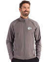 Kansas City Chiefs Monochromatic Cutter & Buck Adapt Recycled Soft Knit Stretch Mens Hybrid Full Zip Jacket Elemental Grey Front Thumbnail Image