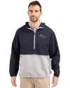 Denver Broncos Mono Cutter & Buck Charter Eco Recycled Mens Anorak Jacket Navy Blue/Polished Front Thumbnail Image