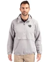 Jacksonville Jaguars Monochromatic Cutter & Buck Charter Recycled Packable Mens Half Zip Anorak Jacket Polished Medium Gray Front Thumbnail Image