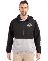 Los Angeles Rams Mono Cutter & Buck Charter Eco Recycled Mens Anorak Jacket Black/Polished Front Thumbnail Image