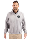  Las Vegas Raiders Mono Cutter & Buck Charter Eco Knit Recycled Big & Tall Full-Zip Jacket Polished Medium Gray Front Thumbnail Image