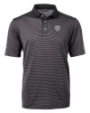 Chicago Bears Mono Cutter & Buck Virtue Eco Pique Micro Stripe Recycled Mens Polo Black/Elemental Grey Mannequin Thumbnail Image