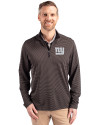 New York Giants Mono Cutter & Buck Virtue Eco Pique Micro Stripe Recycled Mens Quarter Zip Black/Elemental Grey Front Thumbnail Image