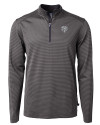Chicago Bears Monochromatic Cutter & Buck Virtue Recycled Micro Stripe Featherlight Pique Mens Quarter Zip Pullover Black/Elemental Grey Mannequin Thumbnail Image