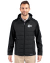 Kansas City Chiefs Mono Cutter & Buck Evoke Hybrid Eco Softshell Recycled Full Zip Mens Big & Tall Hooded Jacket Black Front Thumbnail Image
