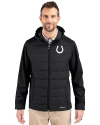 Indianapolis Colts Monochromatic Cutter & Buck Evoke Recycled HoneycombFleece Mens Big & Tall Hybrid Full Zip Jacket Black Front Thumbnail Image