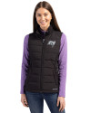 Tampa Bay Buccaneers Mono Cutter & Buck Evoke Hybrid Softshell Recycled Womens Full Zip Vest Black Front Thumbnail Image