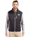 Washington Commanders Mono Cutter & Buck Rainier PrimaLoft® Mens Big and Tall Eco Insulated Full Zip Puffer Vest Black Front Thumbnail Image