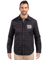New York Giants Mono Cutter & Buck Rainier PrimaLoft® Mens Eco Insulated Quilted Shirt Jacket Black Front Thumbnail Image