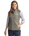 Green Bay Packers Monochromatic Cutter & Buck Rainier Recycled Insulated Puffer Womens Full Zip Vest Poplar Melange Front Thumbnail Image