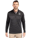 Minnesota Vikings Mono Cutter & Buck Traverse Stretch Eco Stripe Quarter Zip Mens Big and Tall Pullover Black Front Thumbnail Image