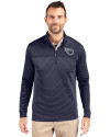 Tennessee Titans Mono Cutter & Buck Traverse Stretch Eco Stripe Quarter Zip Mens Big and Tall Pullover Liberty Navy Front Thumbnail Image