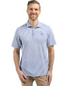 View image 13: Minnesota Vikings Monochromatic Cutter & Buck Virtue Recycled Stripe Featherlight Pique Mens Polo Hyacinth Front