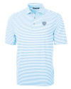 Chicago Bears Mono Cutter & Buck Virtue Eco Pique Stripe Recycled Mens Polo Atlas Light Blue Mannequin Thumbnail Image