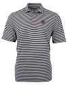 Chicago Bears Monochromatic Cutter & Buck Virtue Recycled Stripe Featherlight Pique Mens Polo Black Mannequin Thumbnail Image