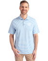 View image 1: New York Giants Monochromatic Cutter & Buck Virtue Recycled Stripe Featherlight Pique Mens Polo Atlas Light Blue Front