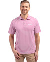 View image 10: New Orleans Saints Monochromatic Cutter & Buck Virtue Recycled Stripe Featherlight Pique Mens Polo Gelato Fuchsia Front