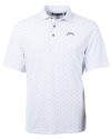 Los Angeles Chargers Mono Cutter & Buck Virtue Eco Pique Tile Print Recycled Mens Polo White Mannequin Thumbnail Image