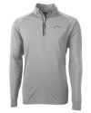 Los Angeles Chargers Mono Cutter & Buck Adapt Eco Knit Stretch Recycled Mens Big and Tall Quarter Zip Pullover Polished Medium Gray Mannequin Thumbnail Image
