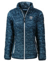 Chicago Bears Mono Cutter & Buck Rainier PrimaLoft® Womens Eco Insulated Full Zip Printed Puffer Jacket Dark Navy Mannequin Thumbnail Image