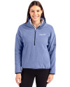 New Orleans Saints Monochromatic Cutter & Buck Cascade Epic Comfort Recycled Sherpa Fleece Womens Pullover Jacket Hyacinth/Navy Blue Front Thumbnail Image