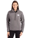 New York Giants Monochromatic Cutter & Buck Cascade Epic Comfort Recycled Sherpa Fleece Womens Pullover Jacket Elemental Grey/Black Front Thumbnail Image