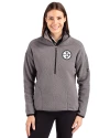 Pittsburgh Steelers Mono Cutter & Buck Cascade Eco Fleece Womens Pullover Jacket Elemental Grey/Black Front Thumbnail Image