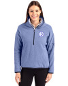 Pittsburgh Steelers Monochromatic Cutter & Buck Cascade Epic Comfort Recycled Sherpa Fleece Womens Pullover Jacket Hyacinth/Navy Blue Front Thumbnail Image